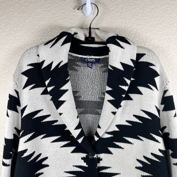 Bold Navajo Knit Cardi — Chaps Blue Label XL Cozy Blanket Style - Picture 5 of 6